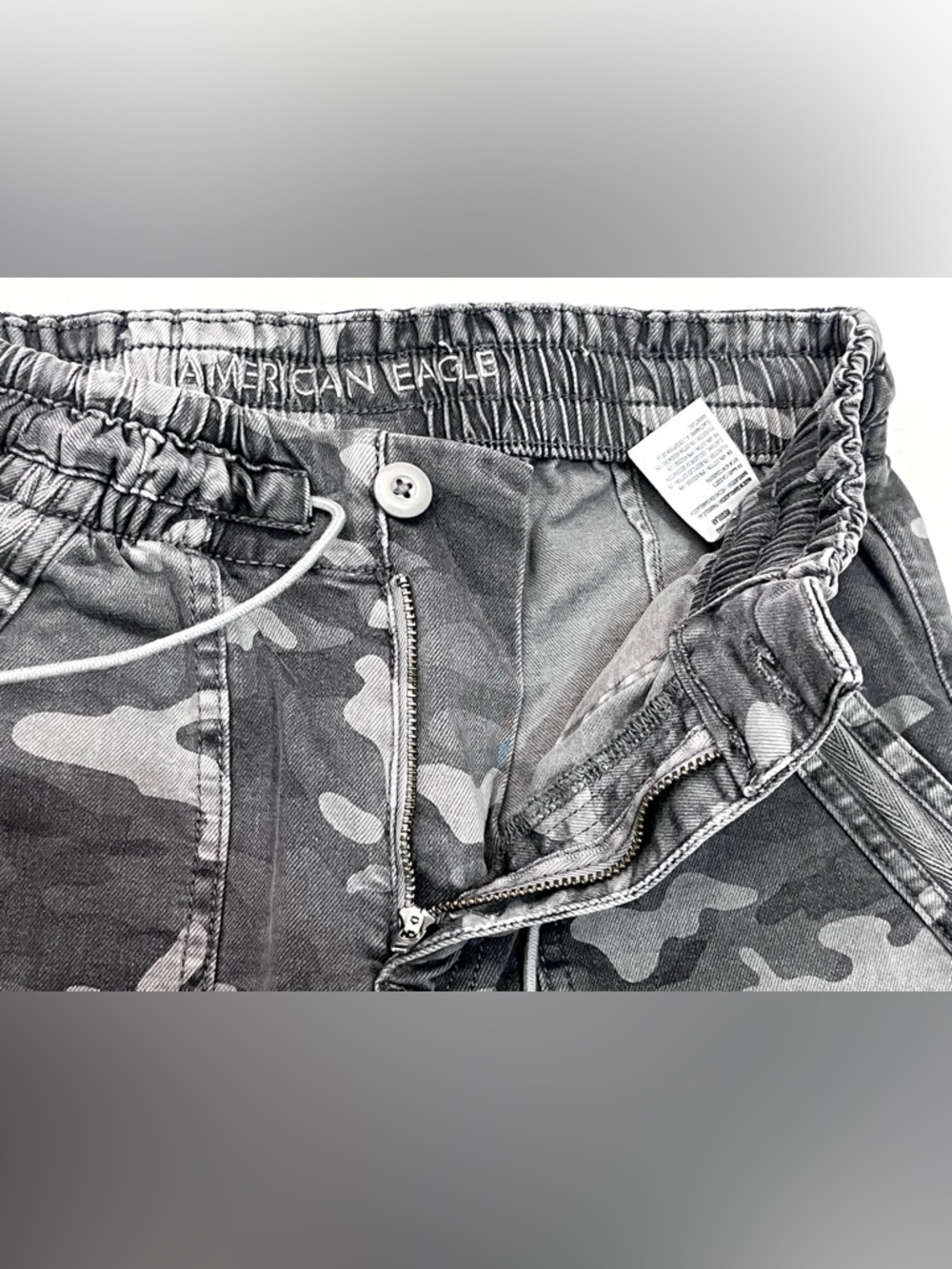 American Eagle Outfitters Gray Camouflage Drawstring Joggers with Pockets - Picture 8 of 16